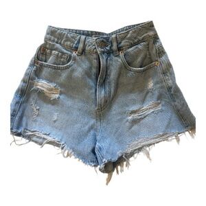 Garage Blue Festival Distressed Jean Shorts